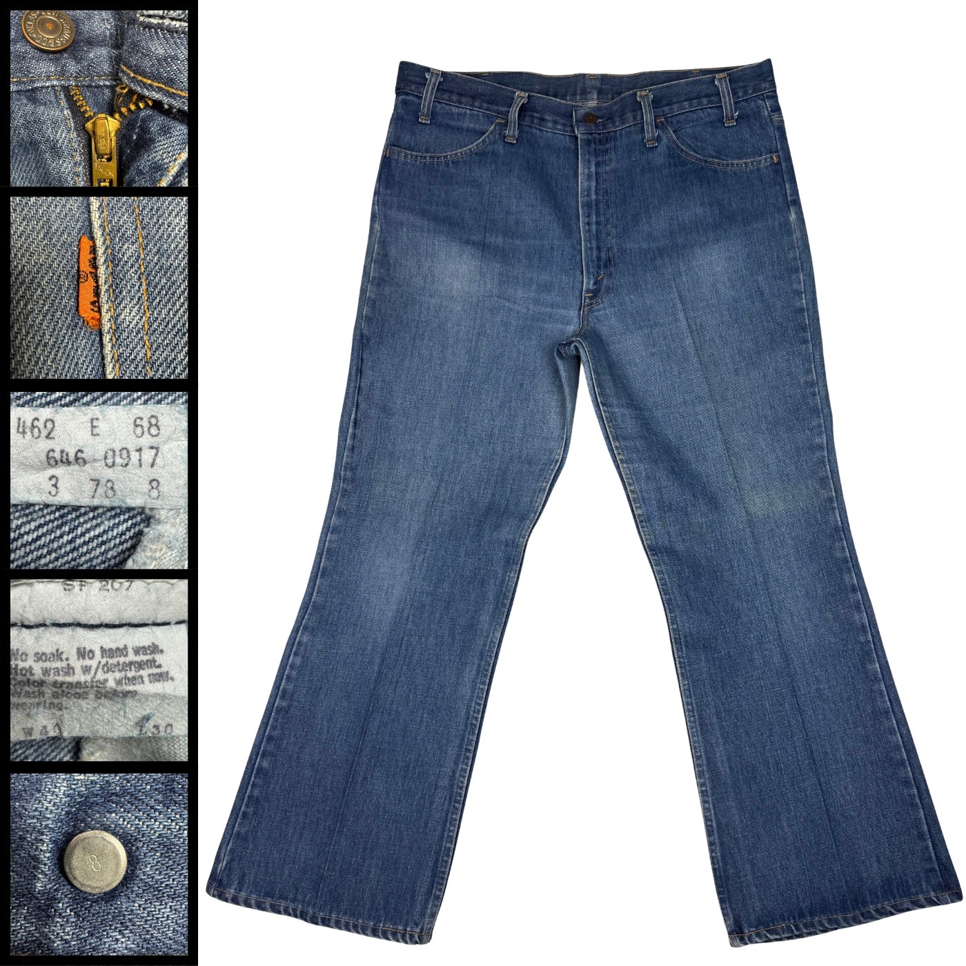 Vintage 70s Levi's 646 Orange Tab Flare Jeans Men W40 L30 (Fit 38x29) Talon Usa